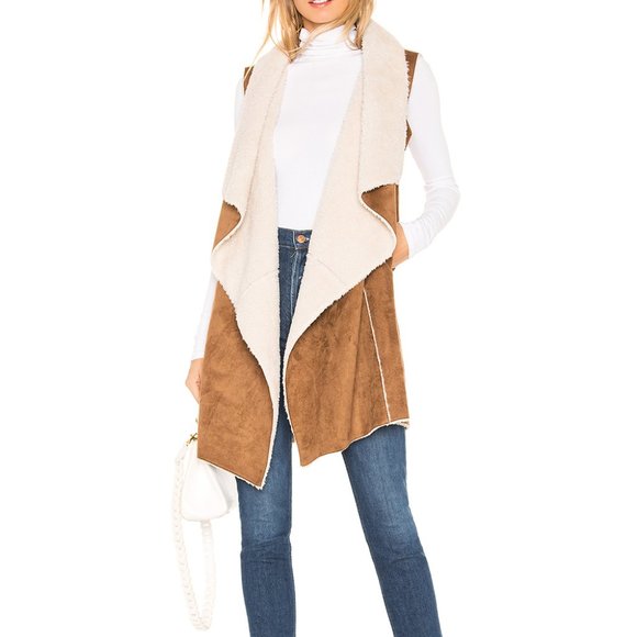 J+J New Women's Matilda Faux-Fur Open Front  IVORY Vest - Picture 3 of 4